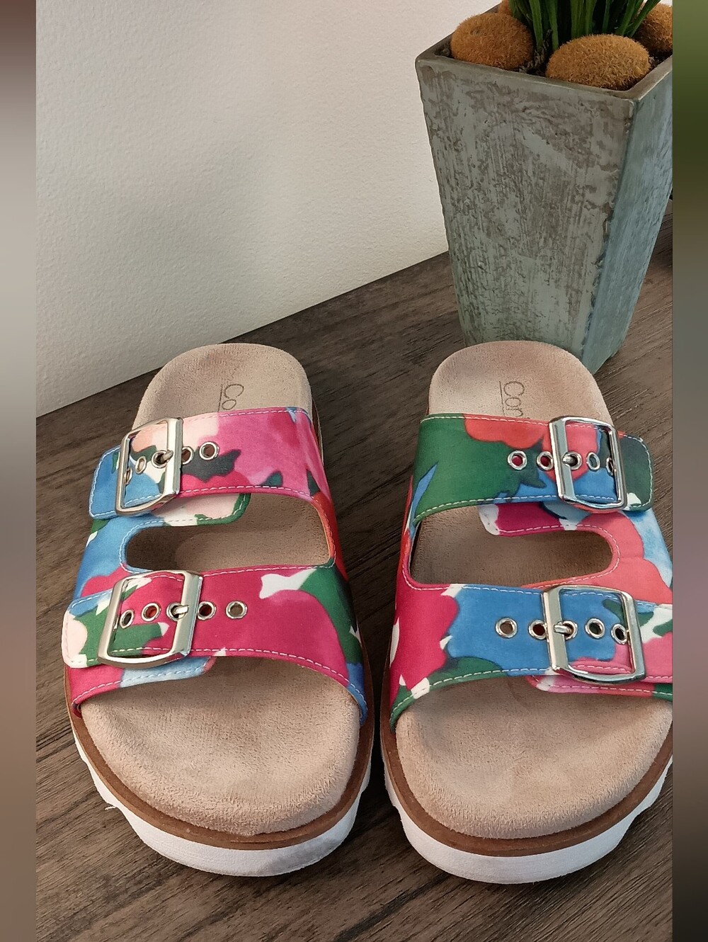 Corkeys Women Multi-Color Buckle Slide Sandals